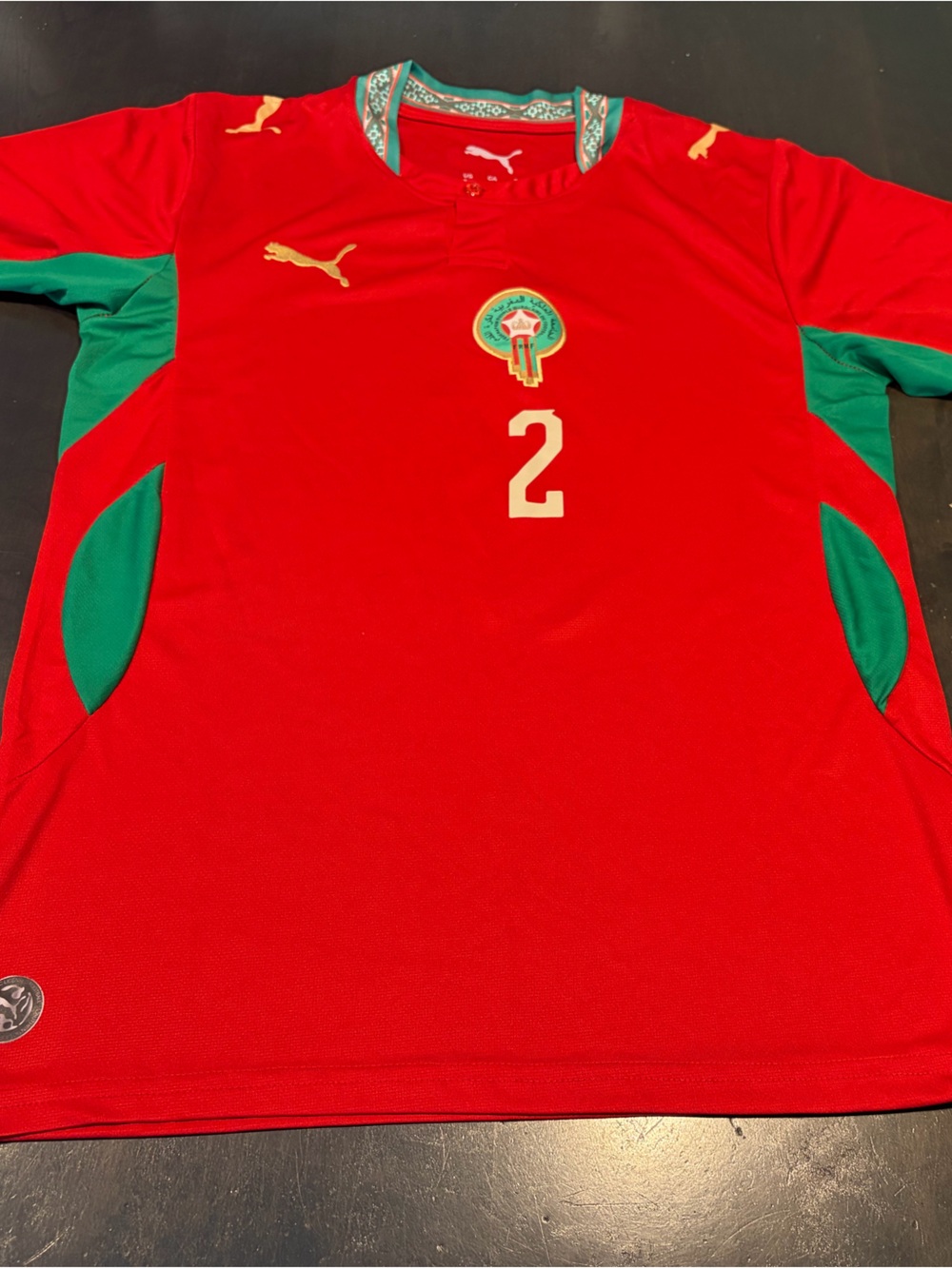 PUMA Morocco National Team Soccer Jersey Hakimi #2 Red/Green Medium